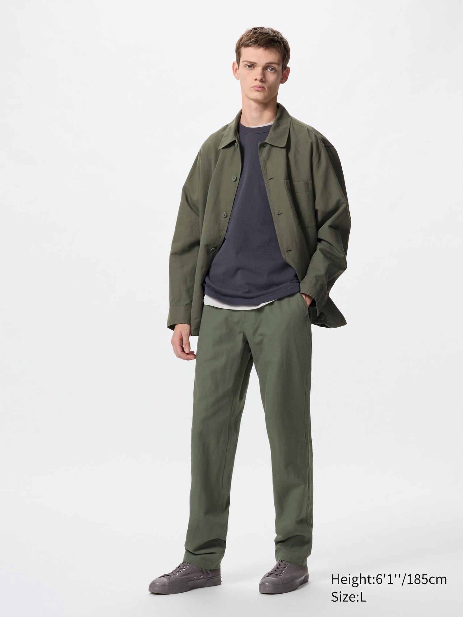 Men's Linen Blend Relaxed Trousers (Longer) | UNIQLO UK