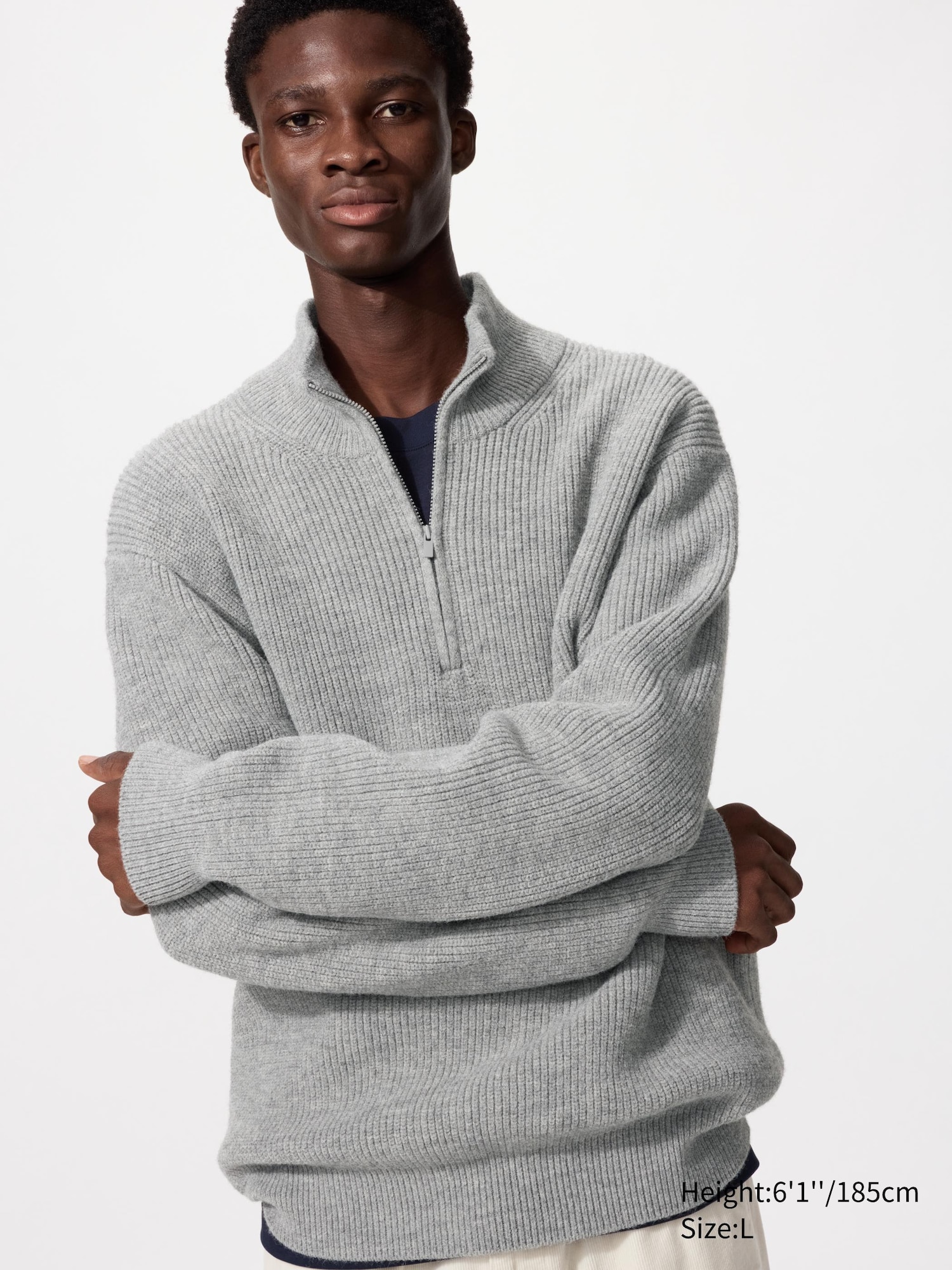 Men's Soufflé Yarn Half-Zip Jumper | UNIQLO UK