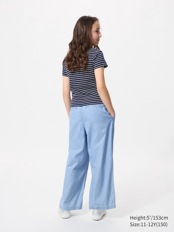 Pleated Wide Trousers (Chambray)