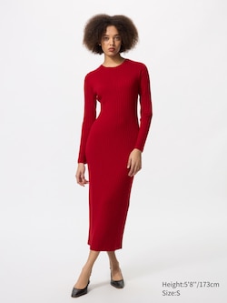 Merino Blend Ribbed Knit Dress