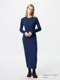 Merino Blend Ribbed Knit Dress