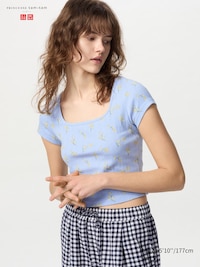 Pointelle Square Neck T-Shirt