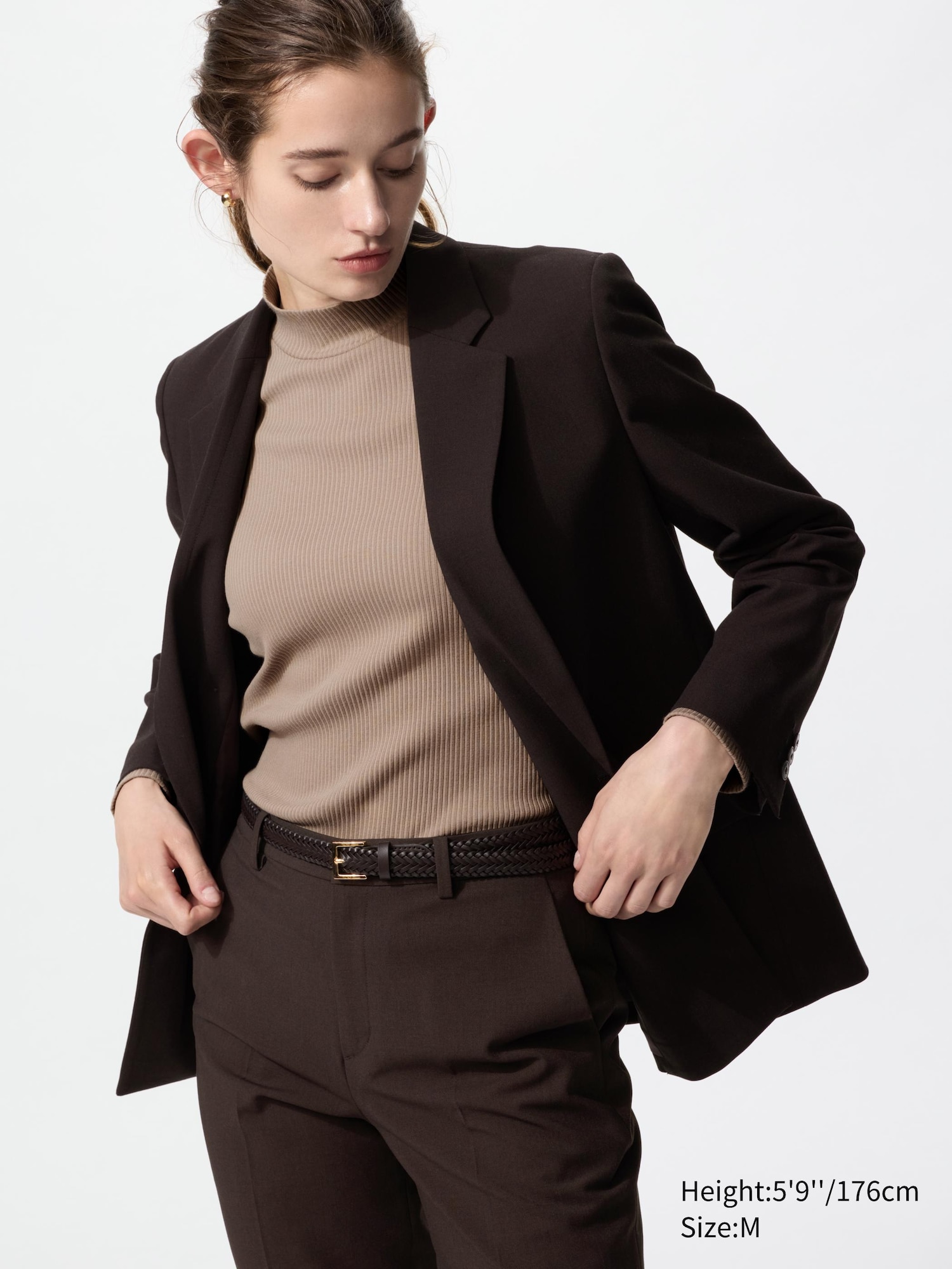 Fashion Long Neck T Shirt With Blazer High Neck Blazer With Round