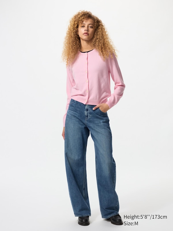 100% Cashmere Crew Neck Short Cardigan