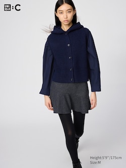 Waffle Knit Hooded Short Vest