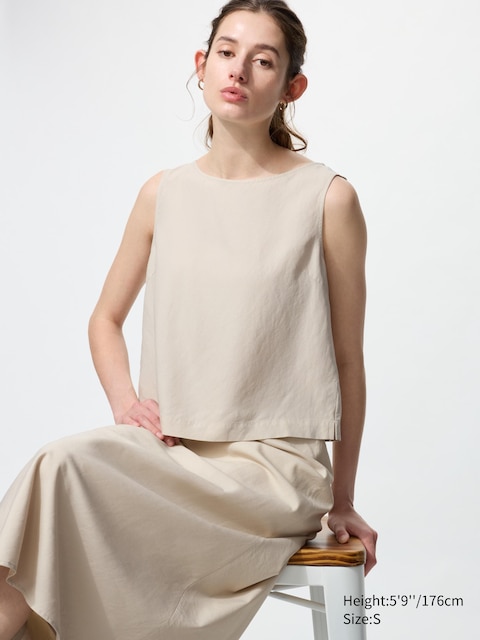 Linen Blend Sleeveless Blouse