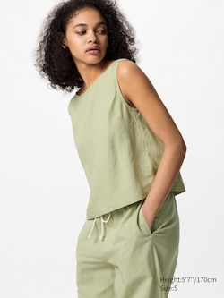 Linen Blend Blouse (Sleeveless)