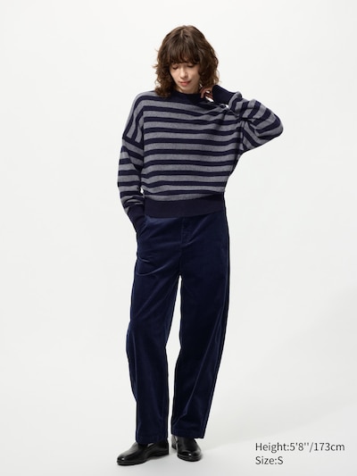 Lambswool Mock Neck Sweater | Striped