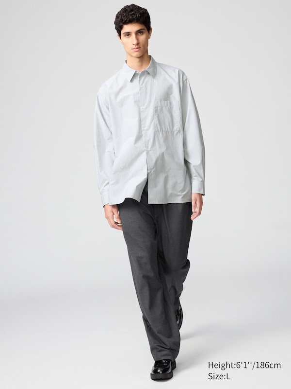 Broadcloth Oversized Shirt (Regular Collar, Stripe)