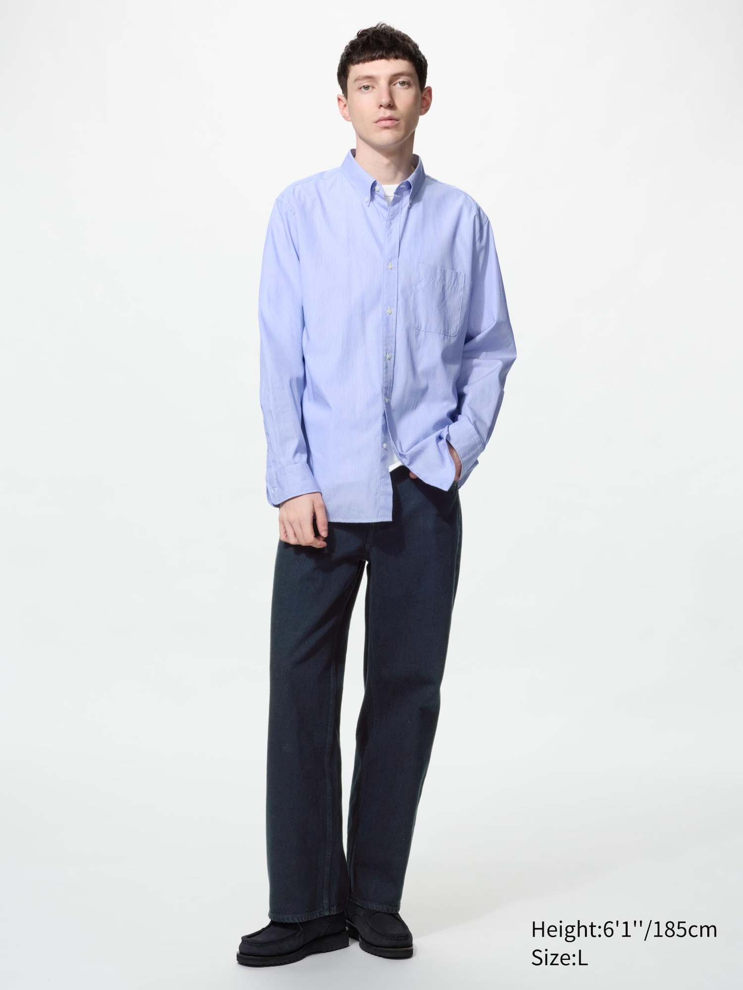 d*7様 MR ILOC Men's Broadcloth Regular Fit Shirt (Button-Down Collar, Hairline