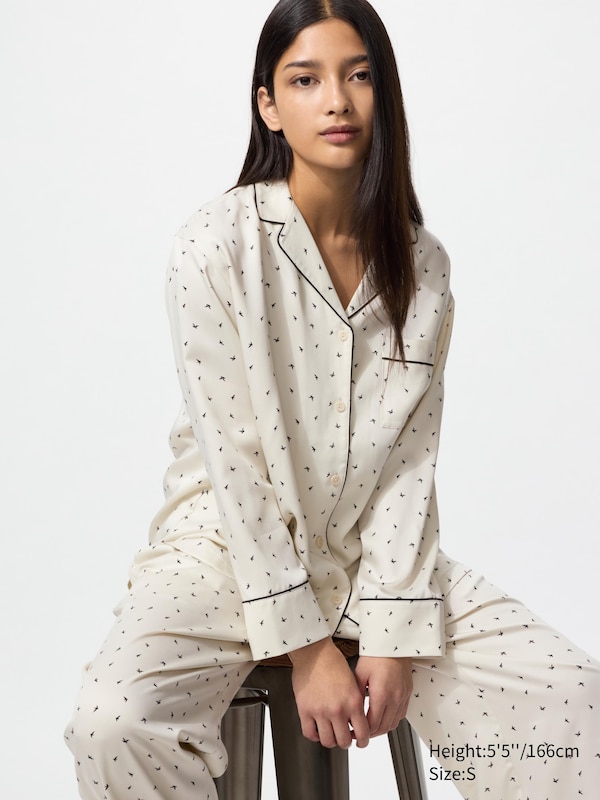 Satin Pyjamas (Printed, Long Sleeve)