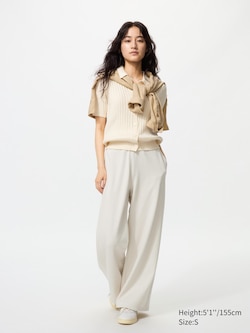 Warm Fleece Straight Trousers (Shorter)
