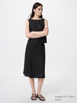 Linen Blend Narrow Midi Skirt