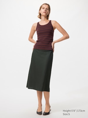 Linen Blend Narrow Midi Skirt