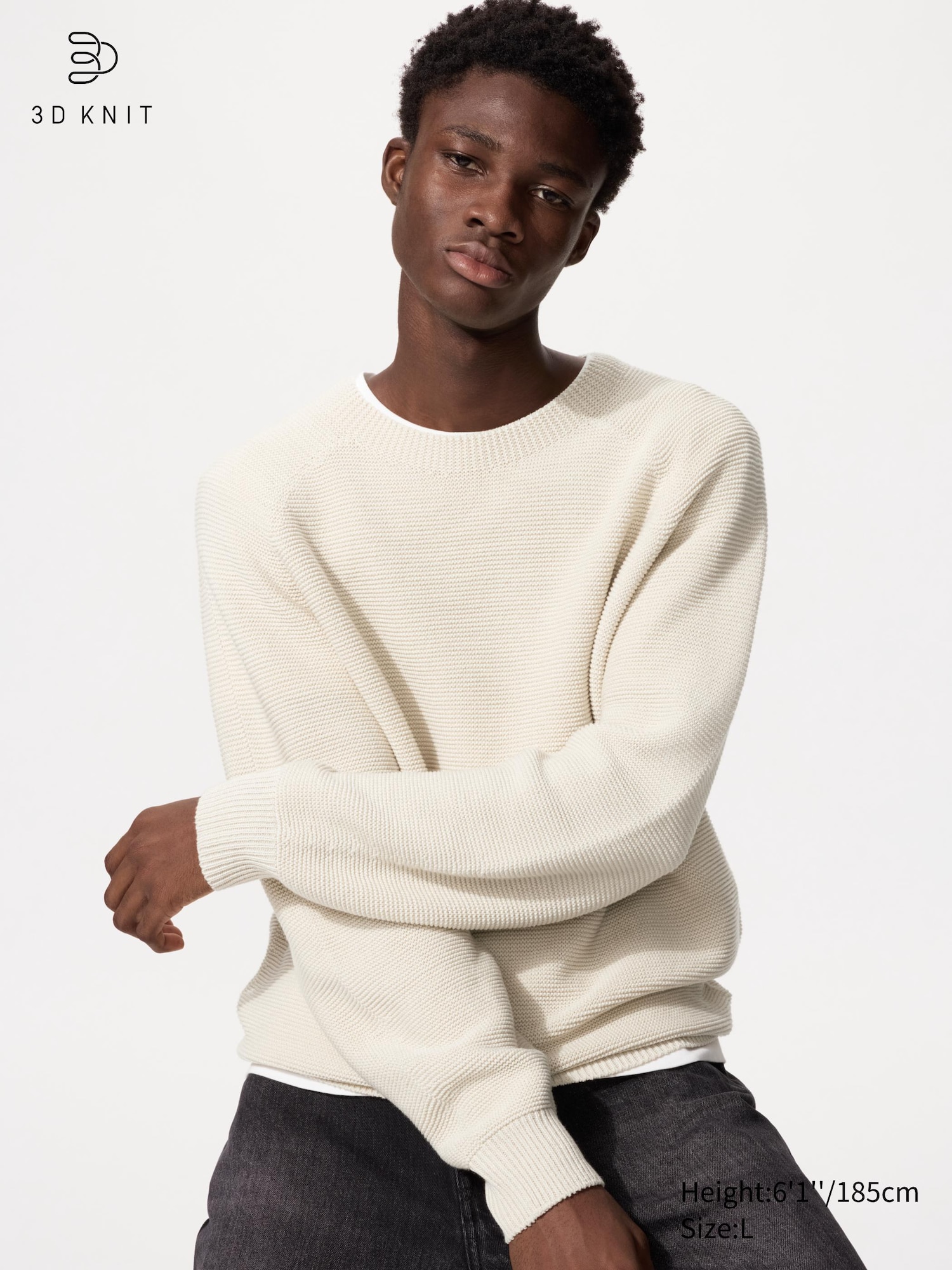 Washable 3D Knit Seamless Crew Neck Jumper