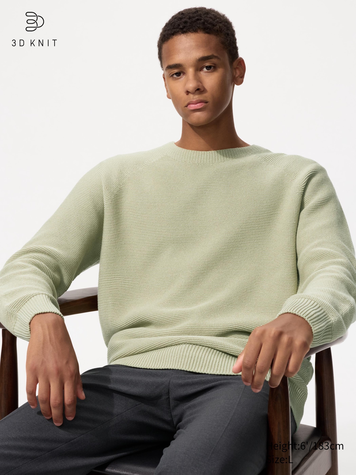 Washable 3D Knit Seamless Crew Neck Jumper