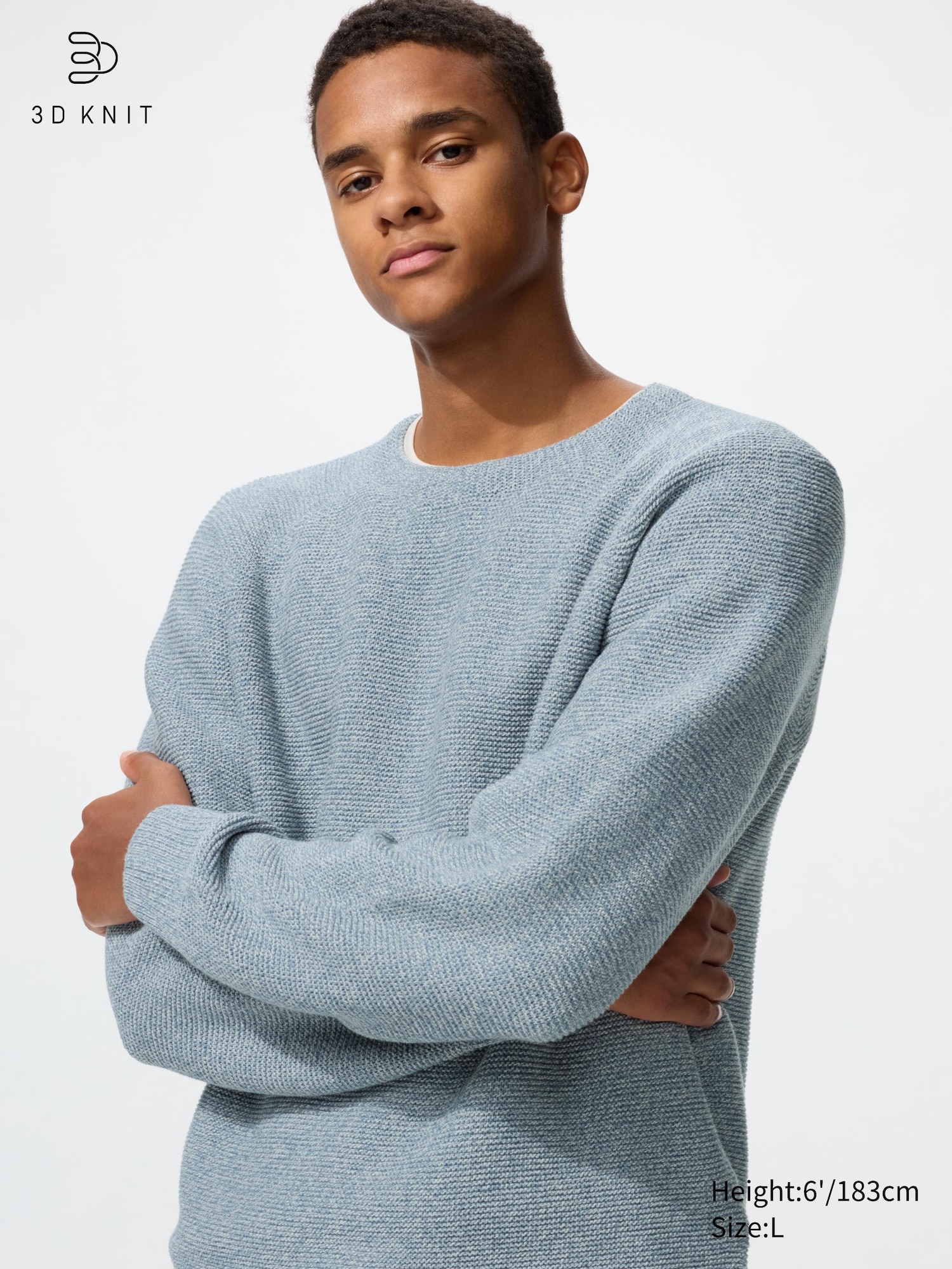 Washable 3D Knit Seamless Crew Neck Jumper