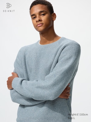Washable 3D Knit Seamless Crew Neck Jumper