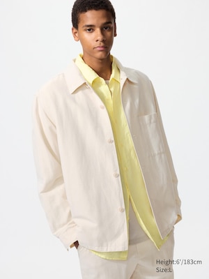 Cotton Linen Blend Shirt Jacket