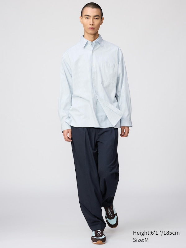 Broadcloth Oversized Shirt (Regular Collar, Striped)