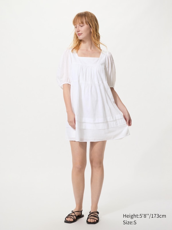 Cotton Dobby Mini Dress (Short Sleeve)