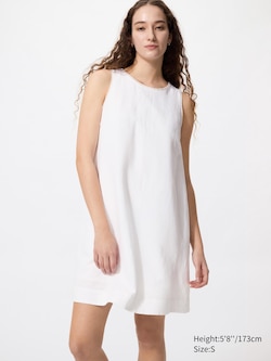 Linen Blend Mini Dress (Sleeveless)
