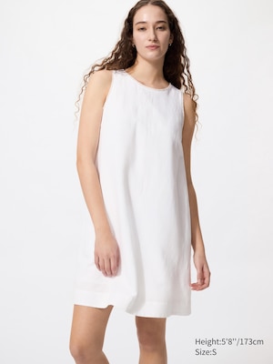 Linen Blend Mini Dress (Sleeveless)