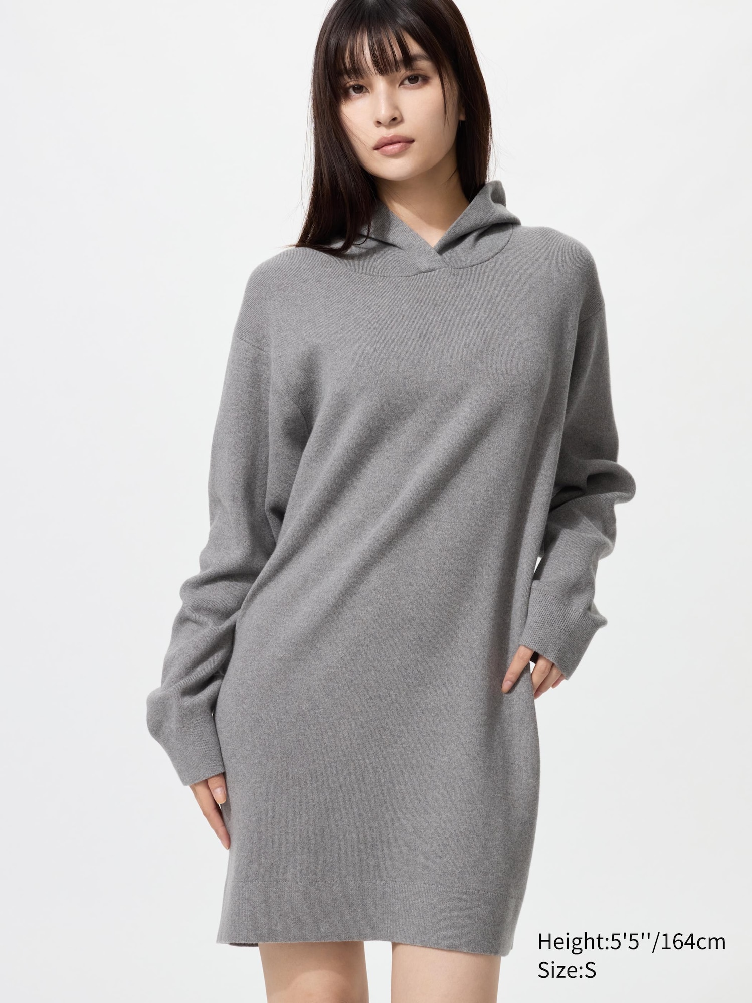 Smooth Cotton Knitted Hoodie Dress