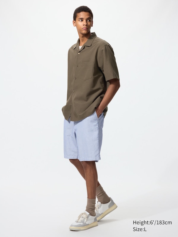 Linen Blend Shorts (Striped)