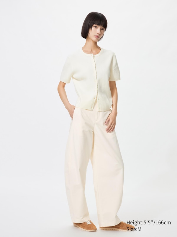 Scalloped Crew Neck Cardigan (Short Sleeve)