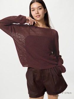 3D Knit Mesh Crew Neck Sweater