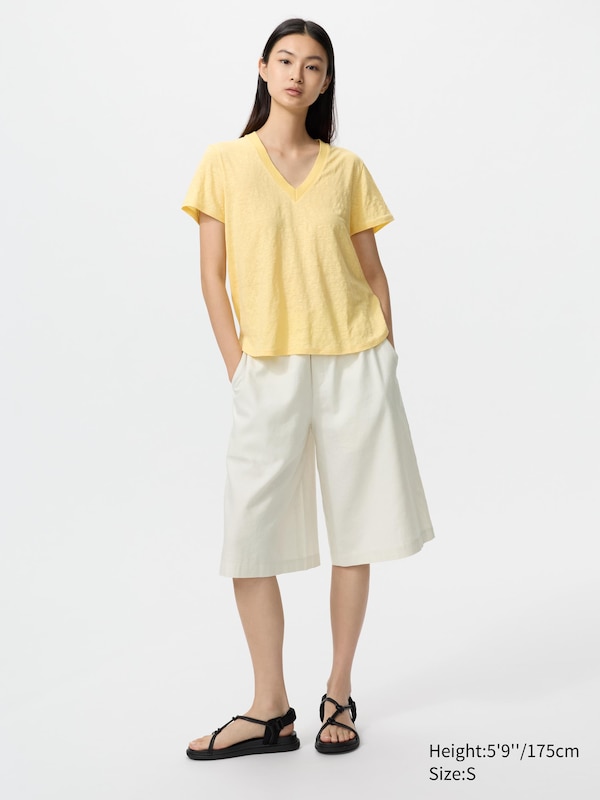 100% Linen V Neck T-Shirt