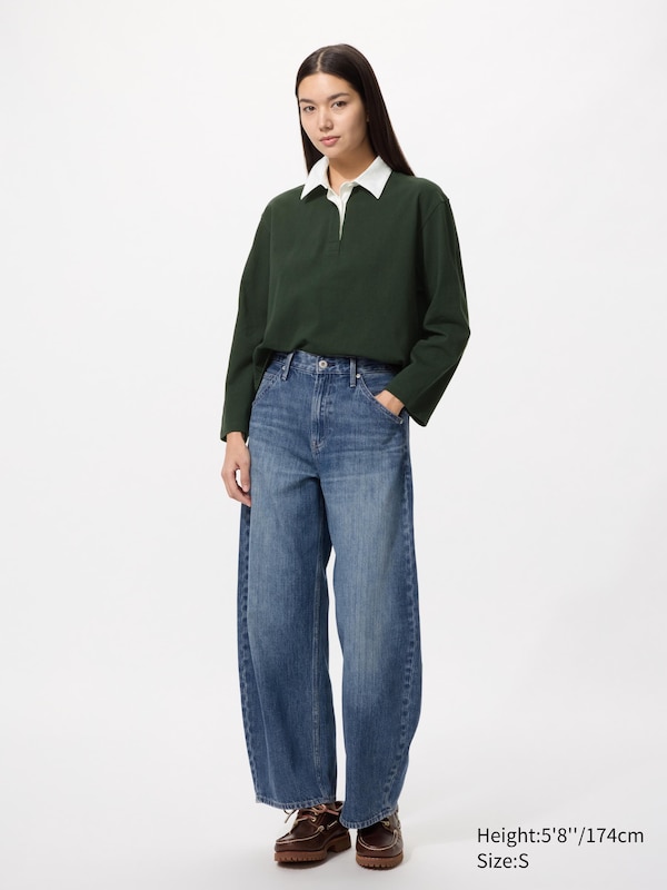 Washed Cotton Polo Long Sleeve Shirt