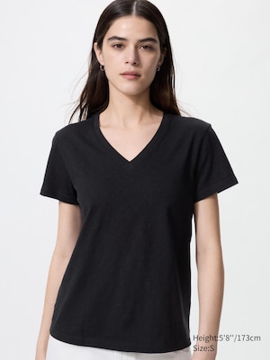 Slub Jersey V Neck T-Shirt
