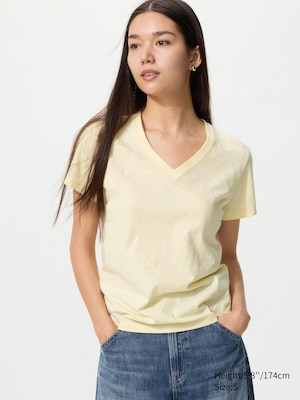 Slub Jersey V Neck T-Shirt
