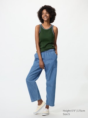 Cotton Relaxed Ankle Trousers (Denim)