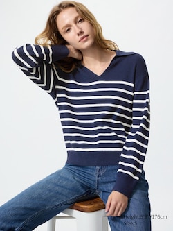 Washable Knit Ribbed Polo Jumper (Striped)