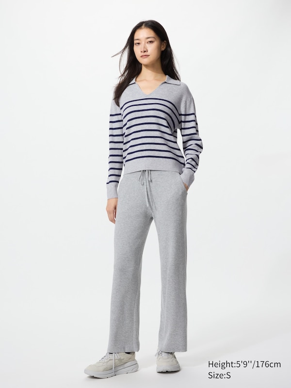 Washable Knit Ribbed Polo Jumper (Striped)