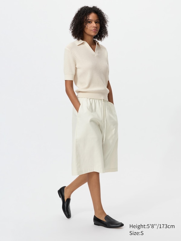 Cotton Pointelle Skipper Polo Jumper (Short Sleeve)