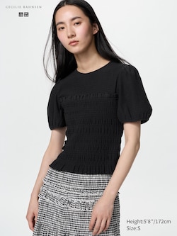 Shirring Volume Sleeve T-Shirt