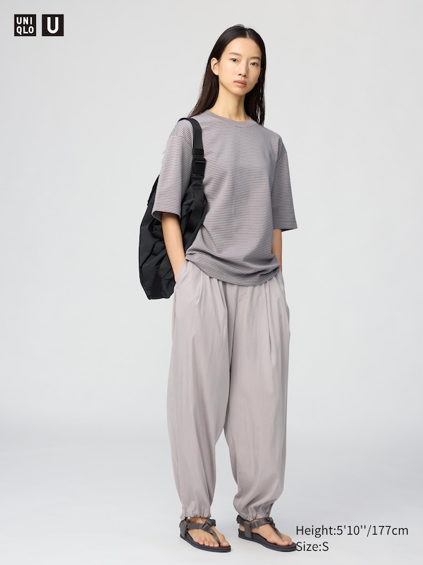 AIRism Cotton Oversized Crew Neck T-Shirt (Striped)