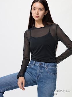 Sheer Crew Neck T-Shirt (Long Sleeve)