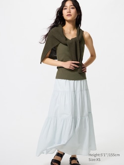 Tiered Maxi Skirt (Striped, Shorter)