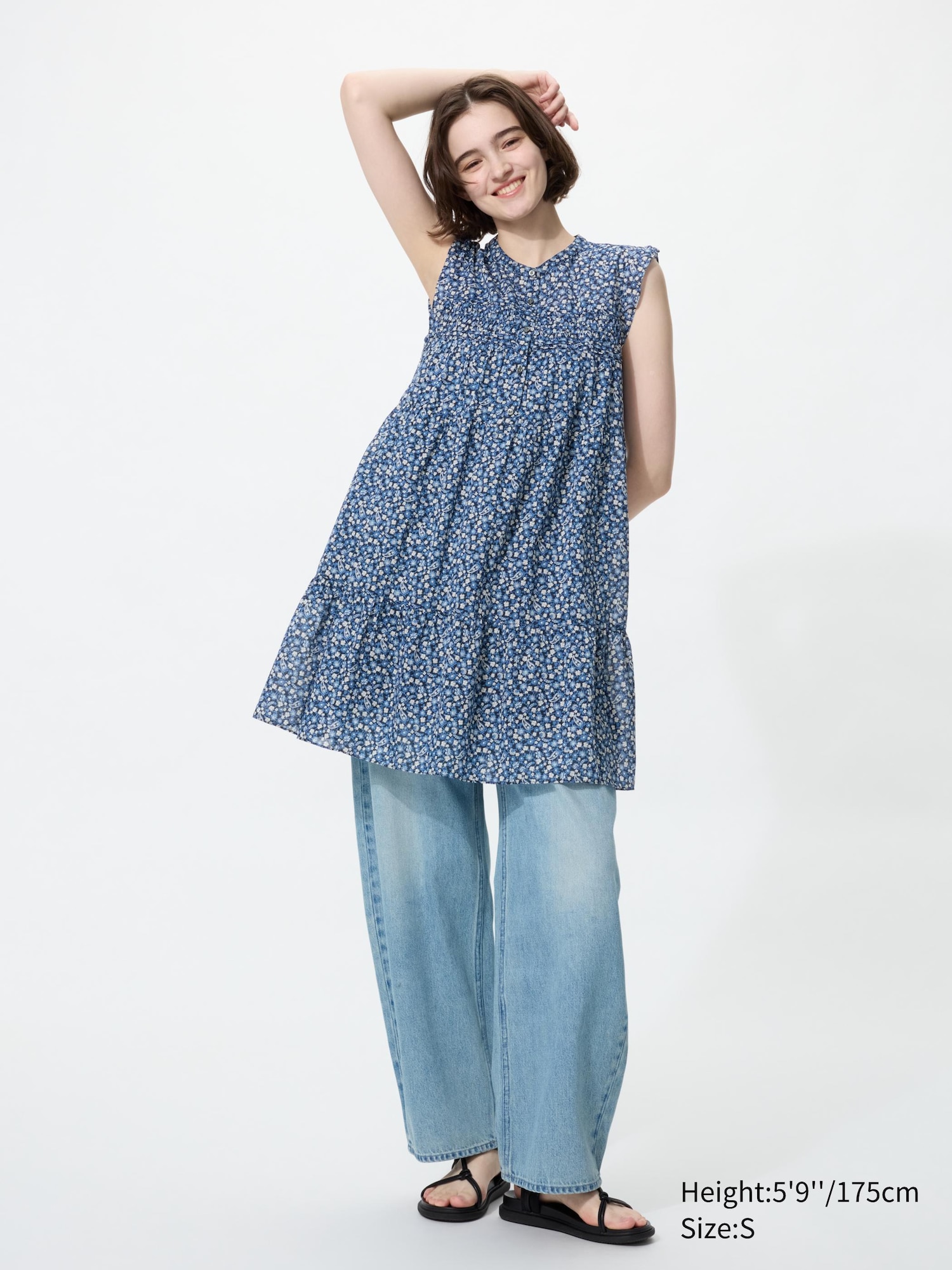 Cotton Tiered Dress (Sleeveless, Printed)