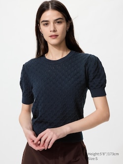 Pointelle Crew Neck Jumper (Short Sleeve)