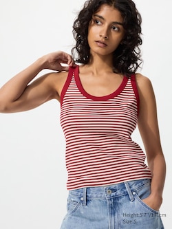 Soft Ribbed Vest Top (Striped)