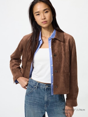 Suede Effect Short Jacket