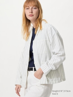 Linen Blend Coverall (Striped)