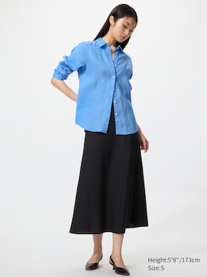 Linen Blend Maxi Skirt