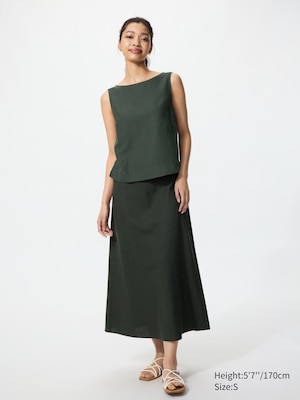 Linen Blend Maxi Skirt